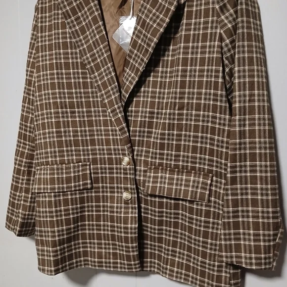 Urban threads  NWT ladies sport jacket. Brown plaid. Size 8. - Picture 4 of 12